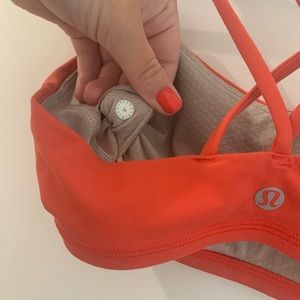 Orange Lulu sports bra size 4